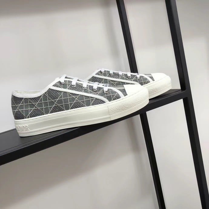 Dior Walk'n'Dior Sneakers In Grey Cannage Cotton