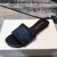 Dior Dway Mules In Denim Blue Oblique Embroidered Cotton