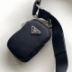 Prada Shoulder Bag with Flap in Black Re-Nylon