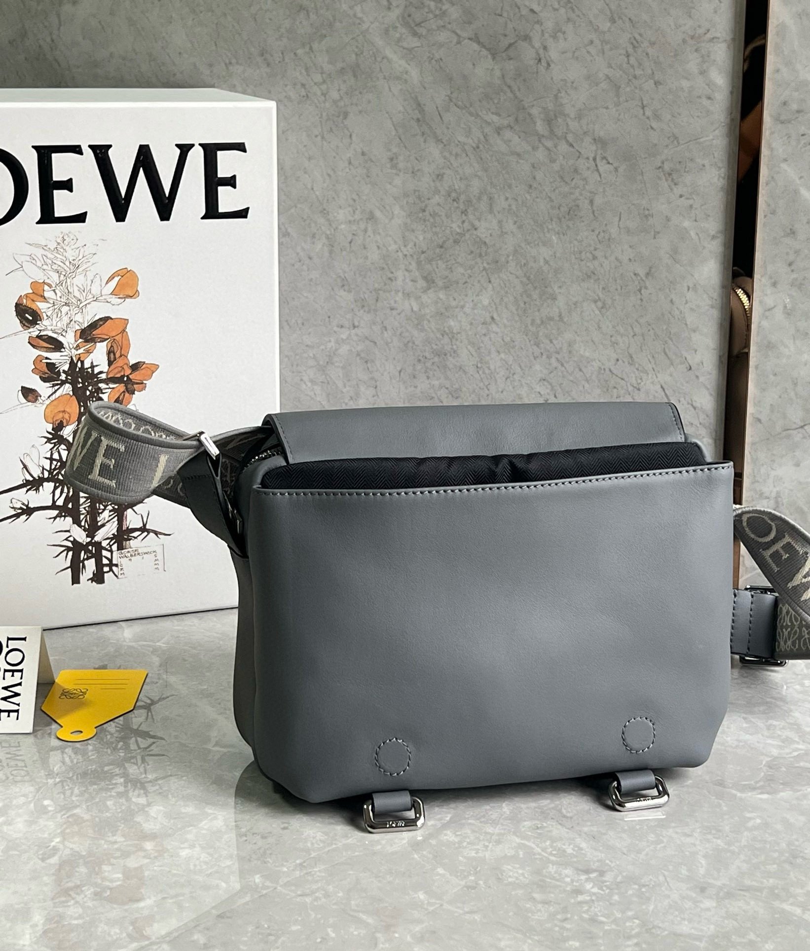 Loewe XS Military Messenger Bag in Grey Calfskin