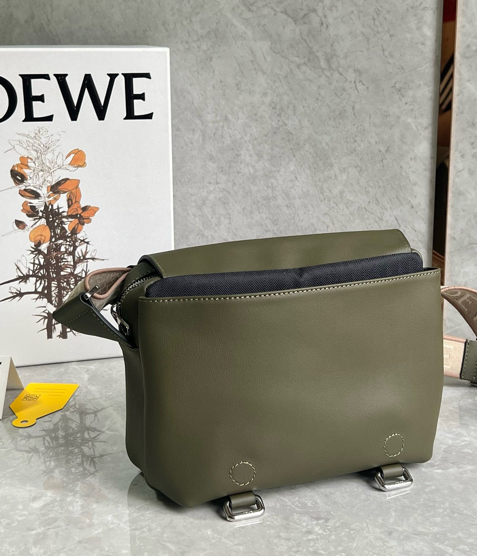 Loewe XS Military Messenger Bag in Green Calfskin