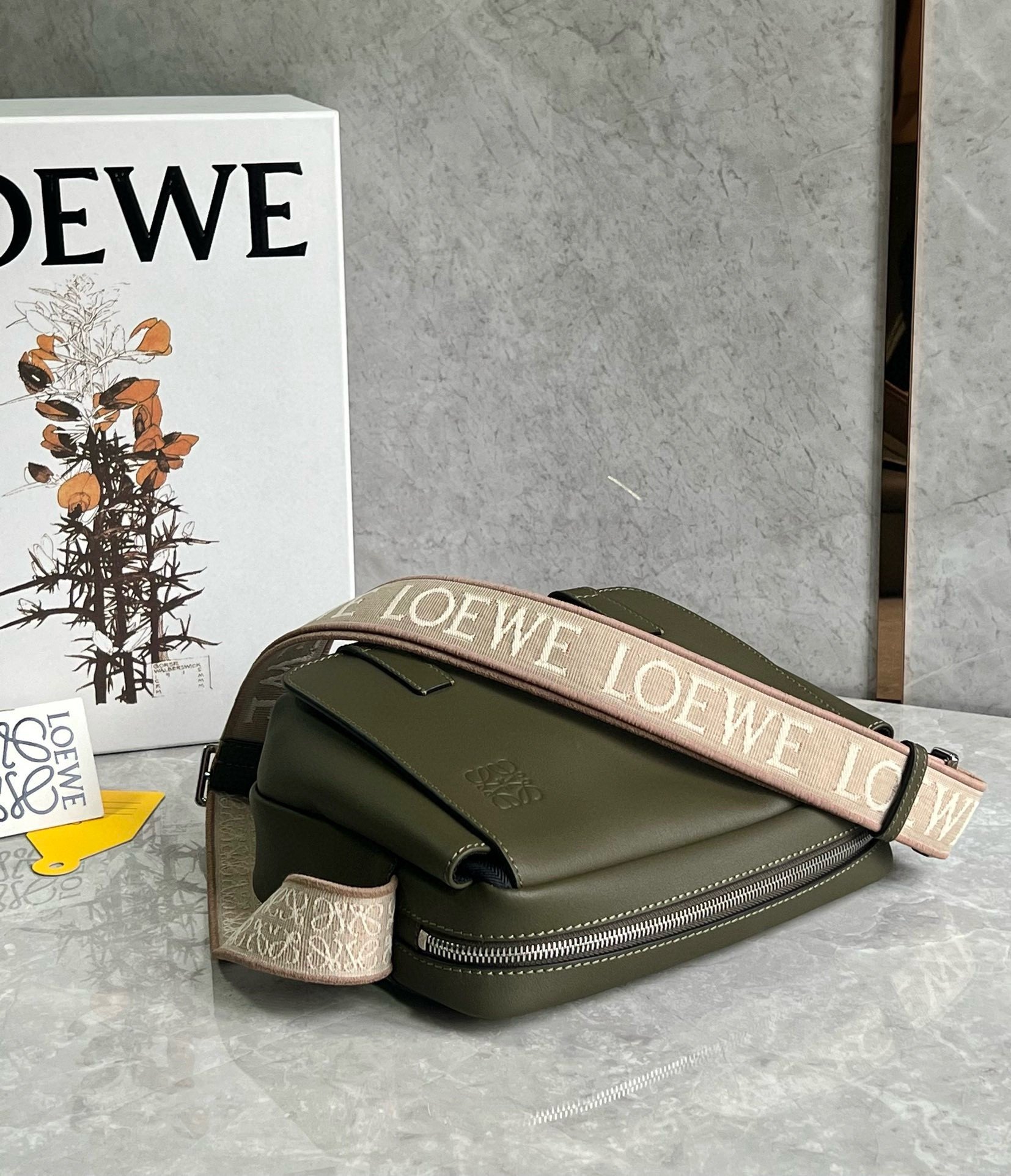 Loewe XS Military Messenger Bag in Green Calfskin