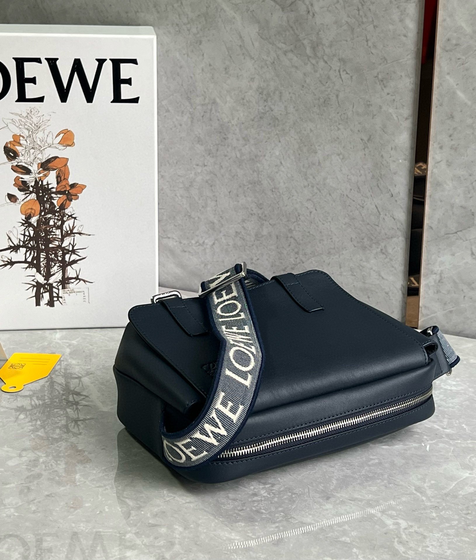 Loewe XS Military Messenger Bag in Dark Blue Calfskin