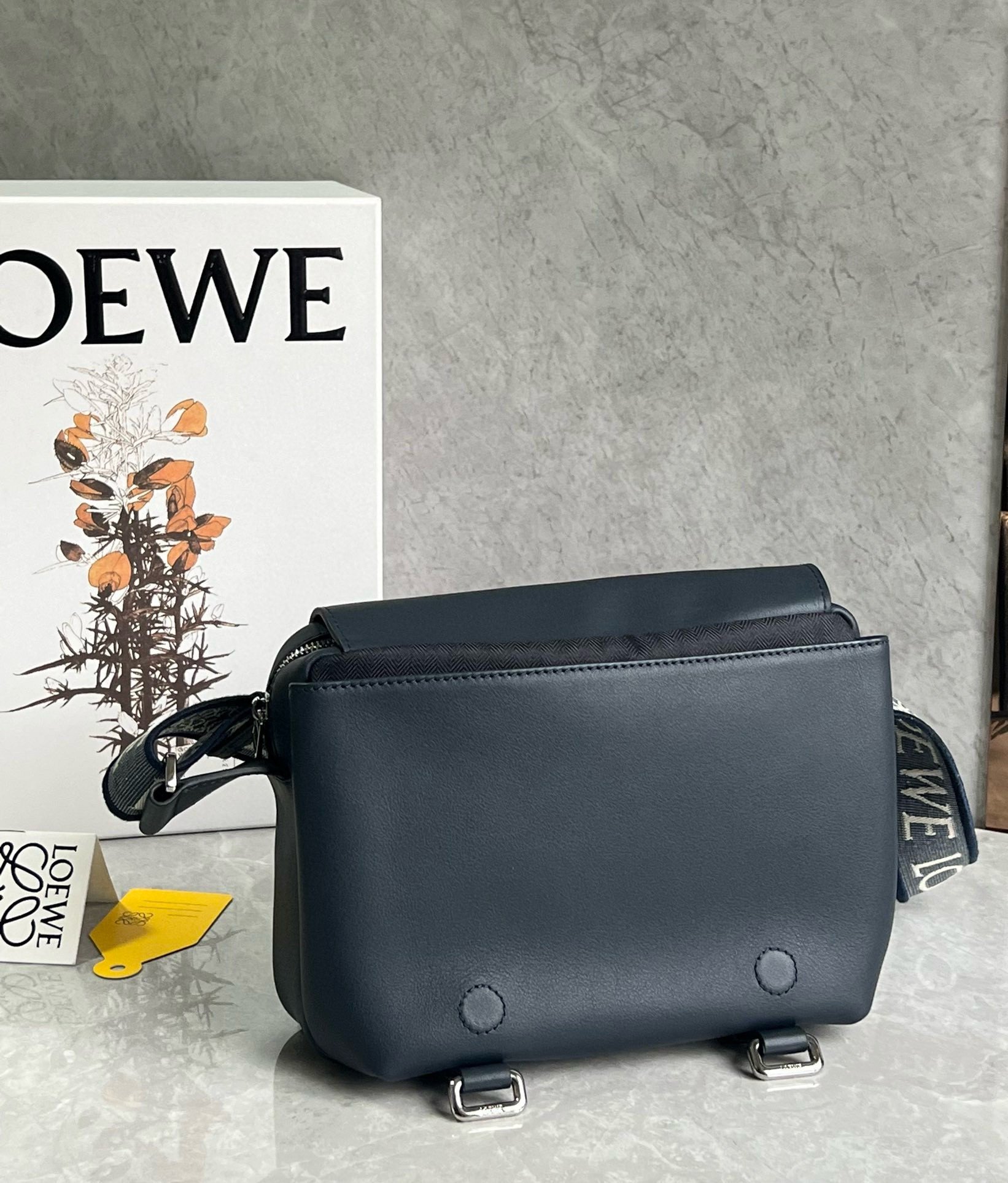 Loewe XS Military Messenger Bag in Dark Blue Calfskin