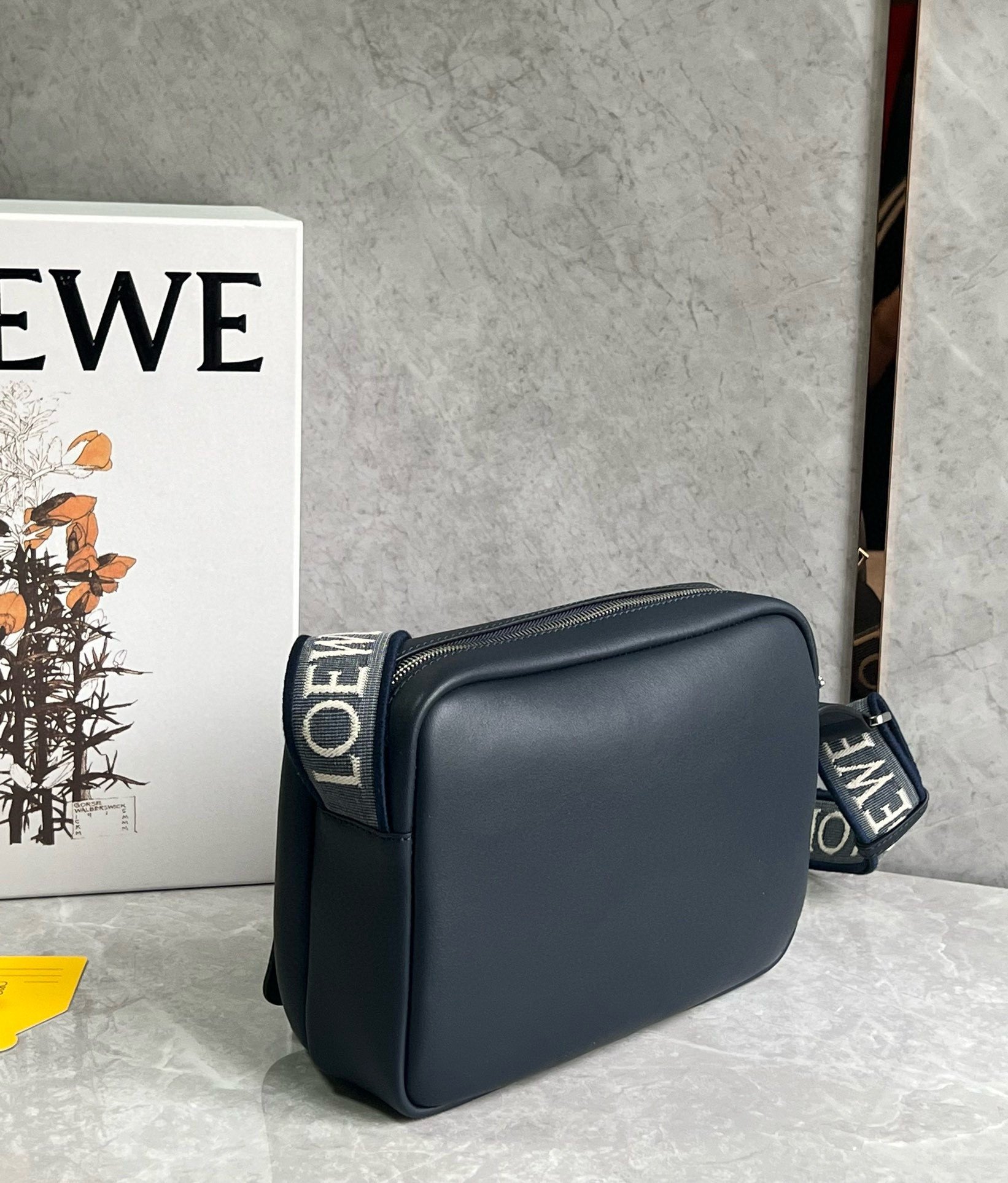 Loewe XS Military Messenger Bag in Dark Blue Calfskin