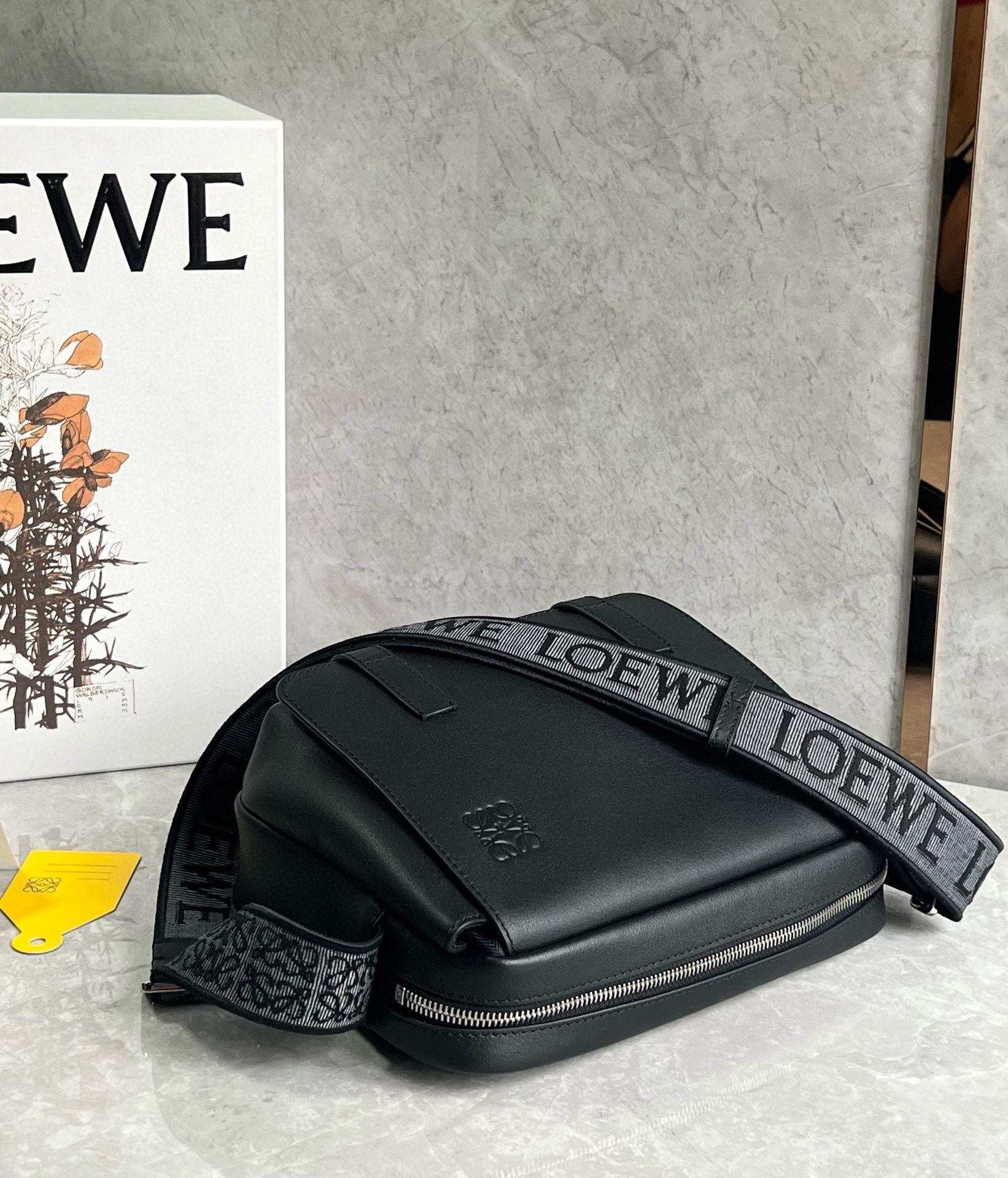 Loewe XS Military Messenger Bag in Black Calfskin