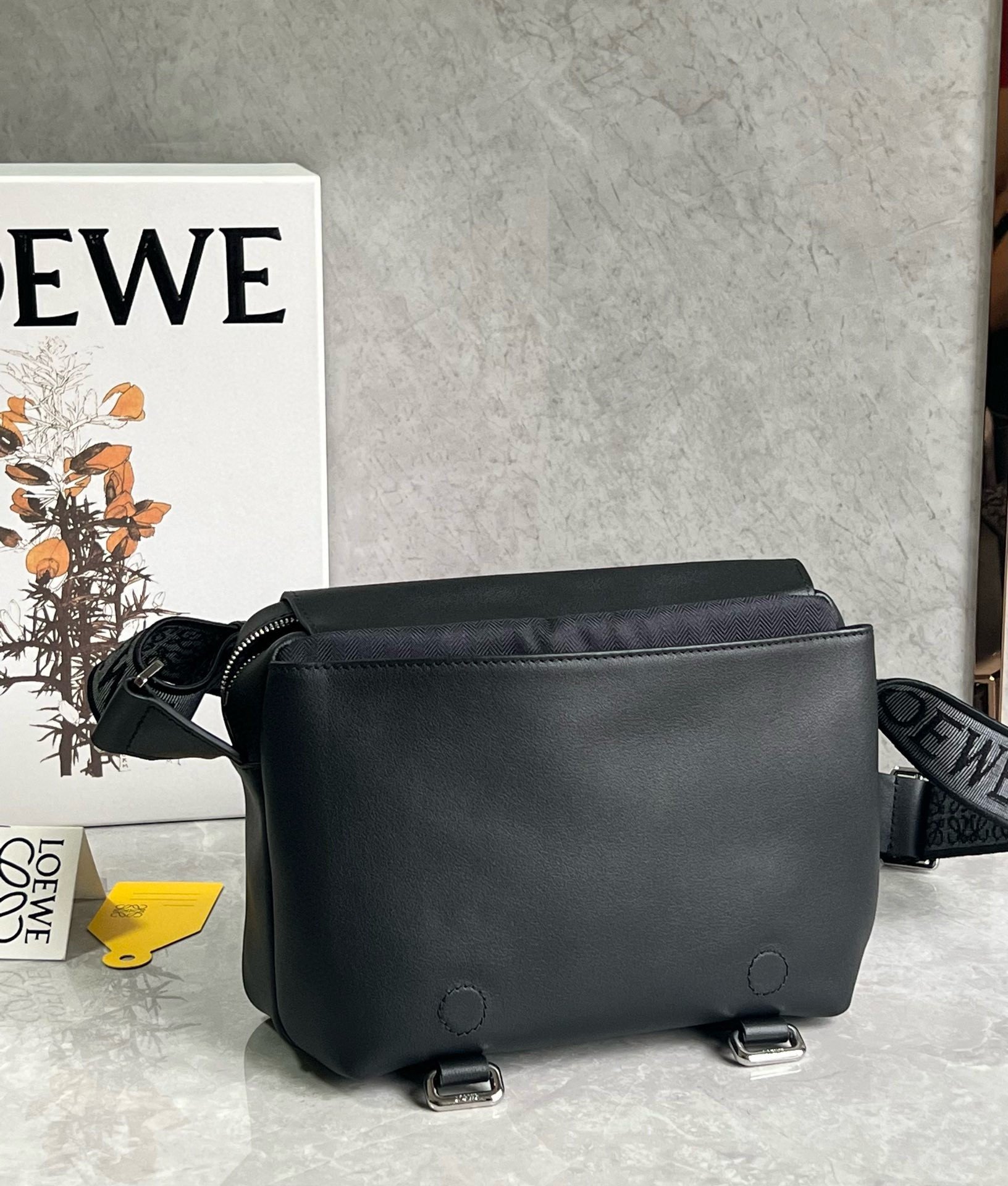 Loewe XS Military Messenger Bag in Black Calfskin