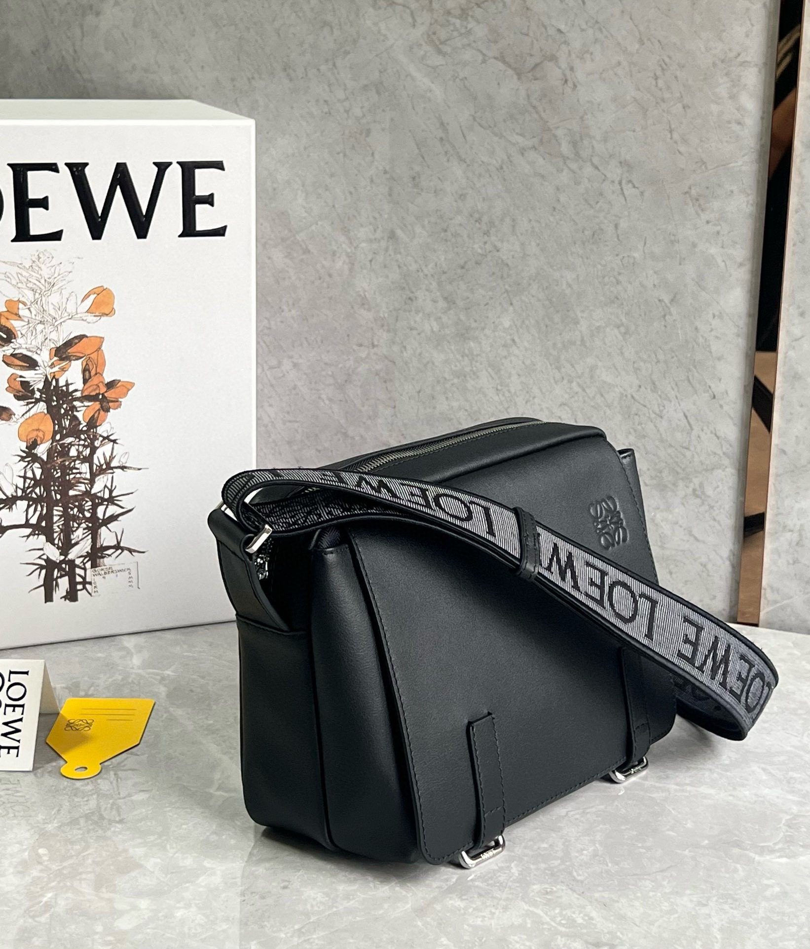 Loewe XS Military Messenger Bag in Black Calfskin