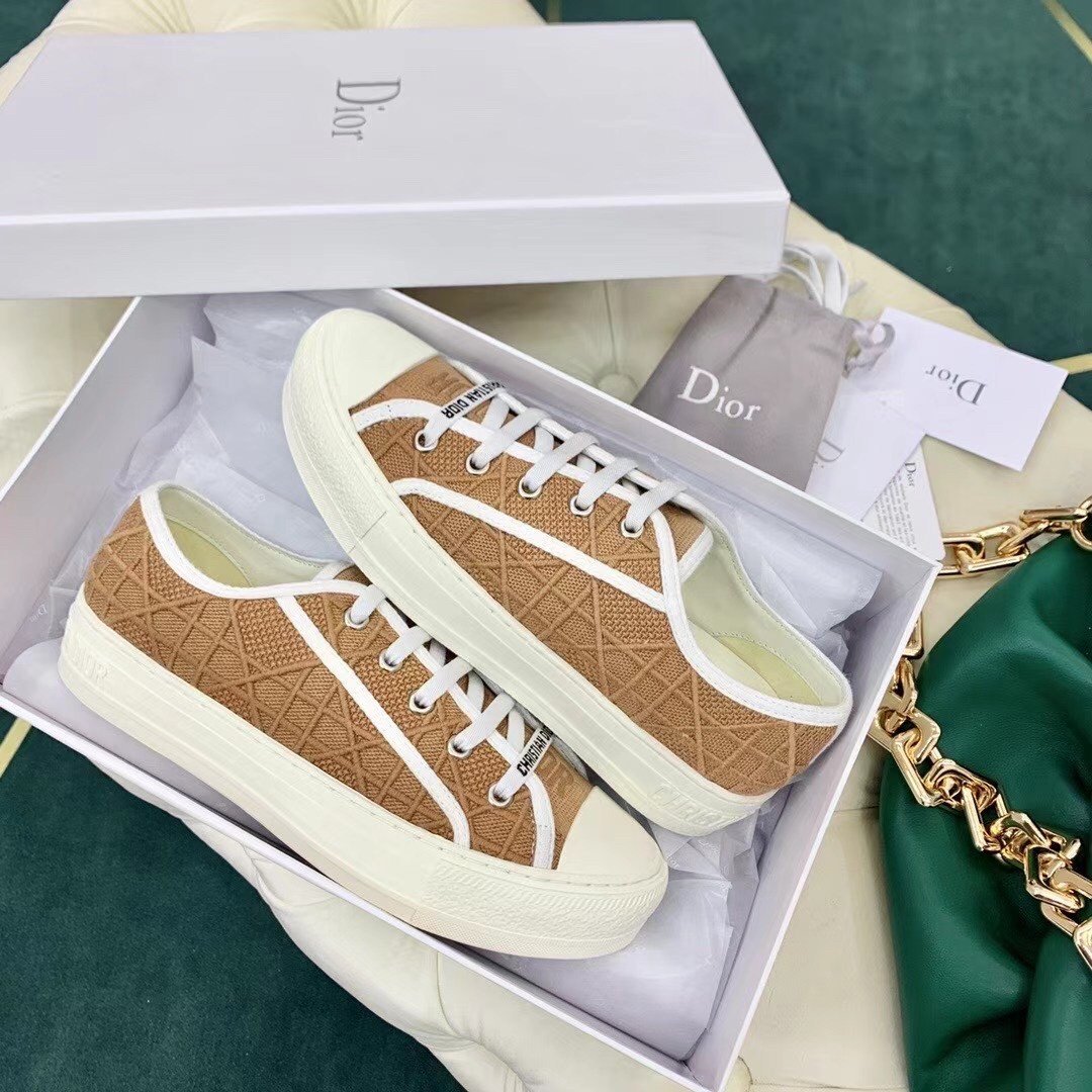 Dior Walk'n'Dior Sneakers In Nude Cannage Cotton