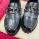 Celine Margaret Loafers in Black Leather with Triomphe Frame