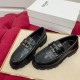 Celine Margaret Loafers in Black Leather with Triomphe Frame