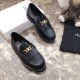 Celine Margaret Loafers in Black Leather with Triomphe Chain