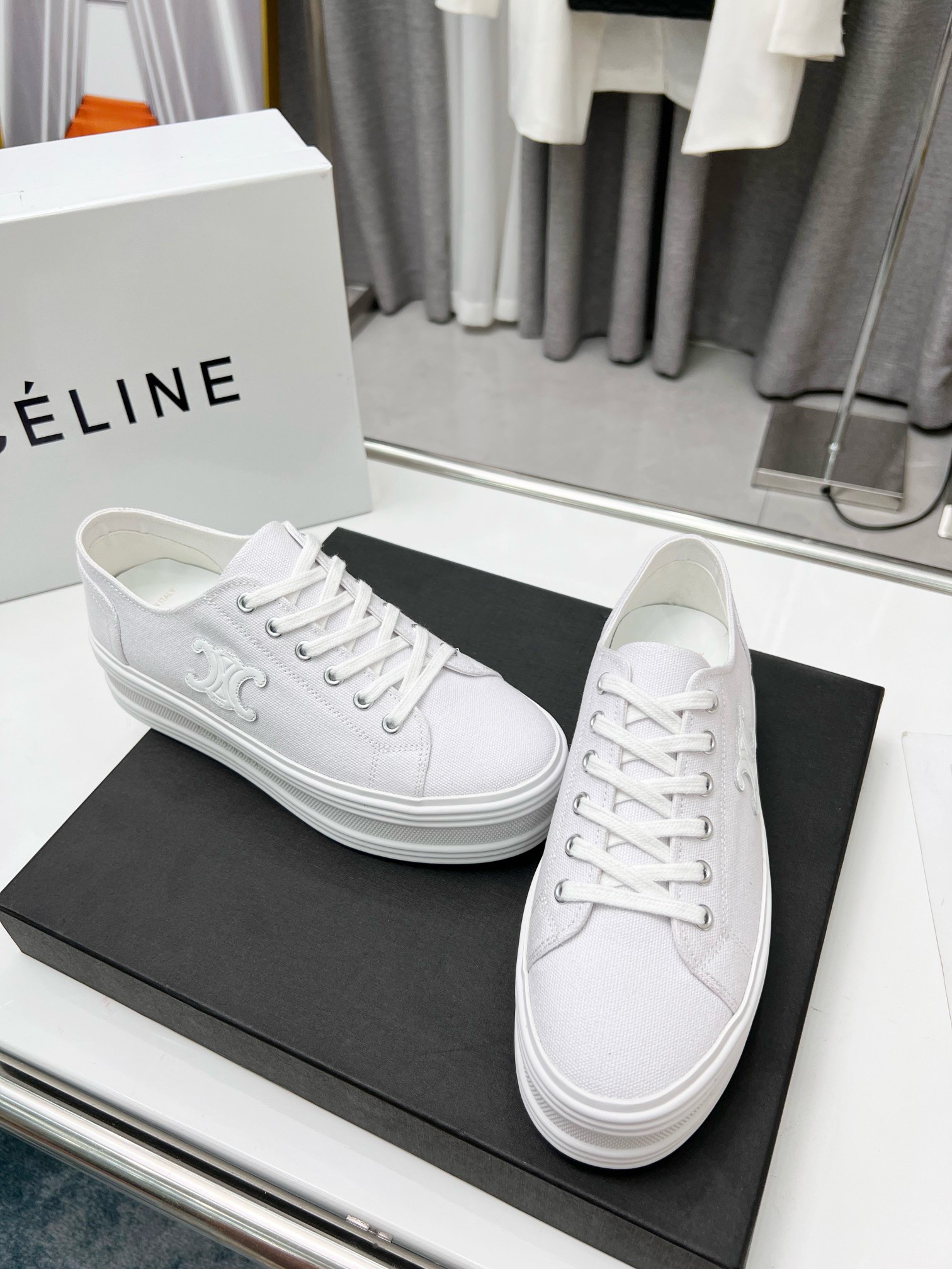 Celine Women's Jane Low-top Sneakers in White Canvas