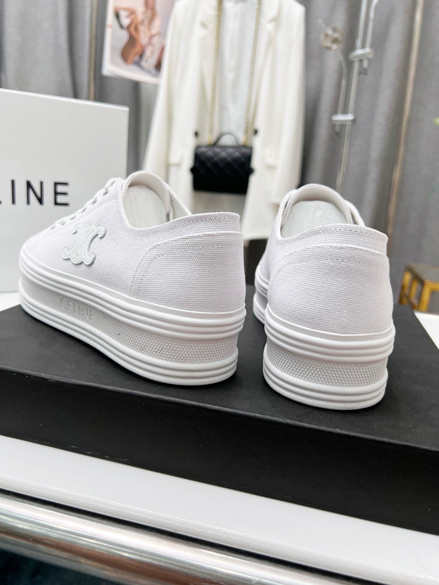 Celine Women's Jane Low-top Sneakers in White Canvas