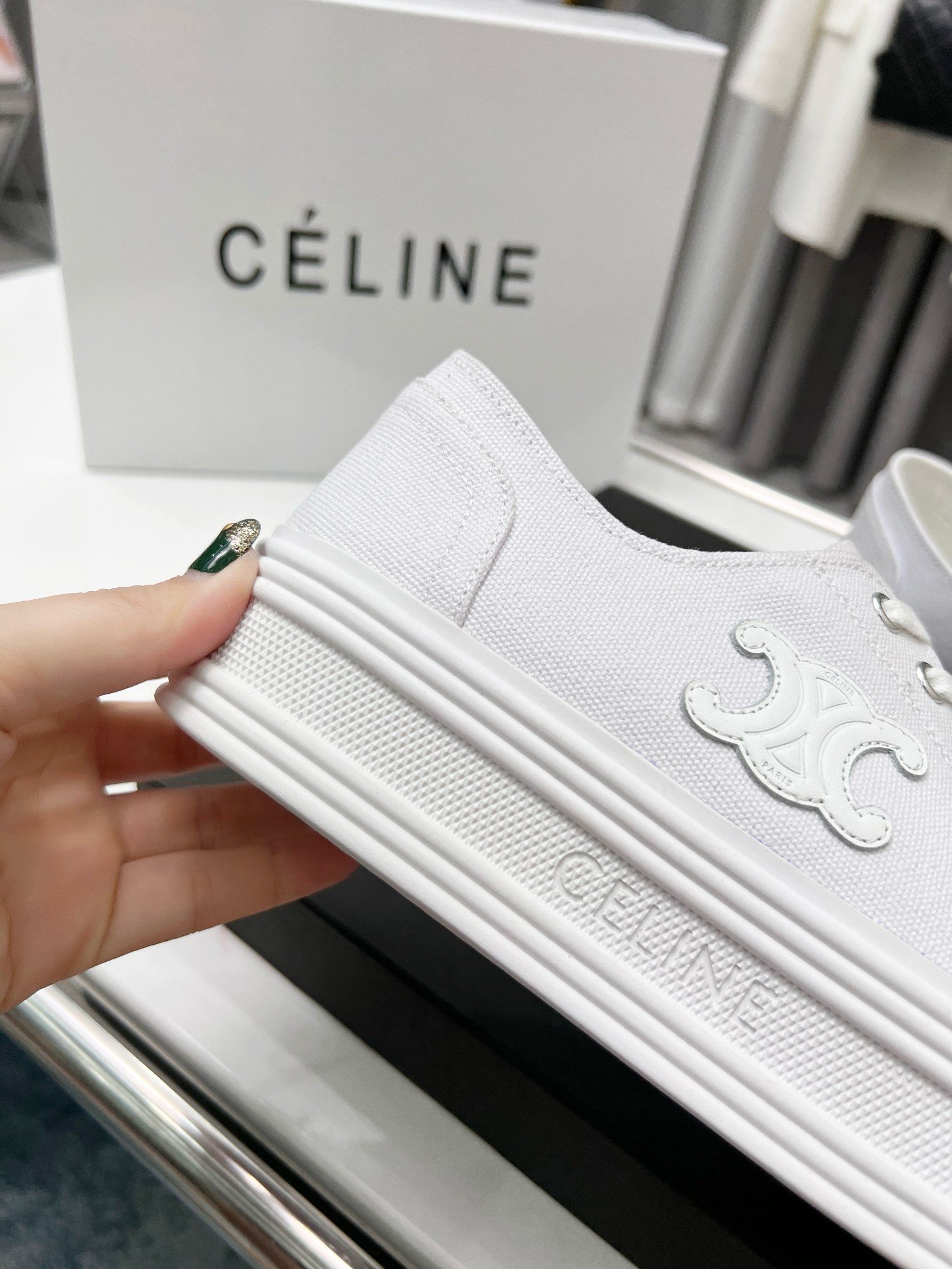 Celine Women's Jane Low-top Sneakers in White Canvas