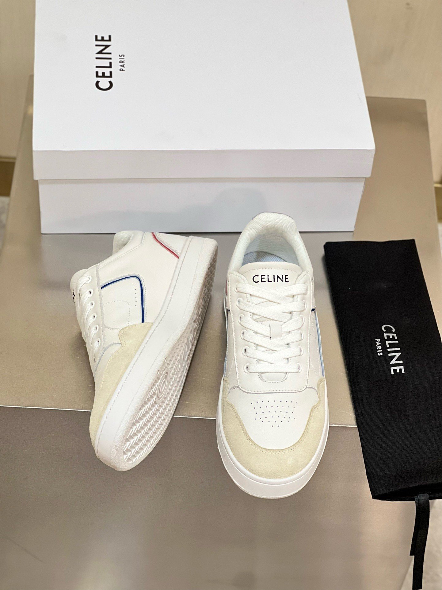 Celine Women's CT-10 Low-top Sneakers in White Leather