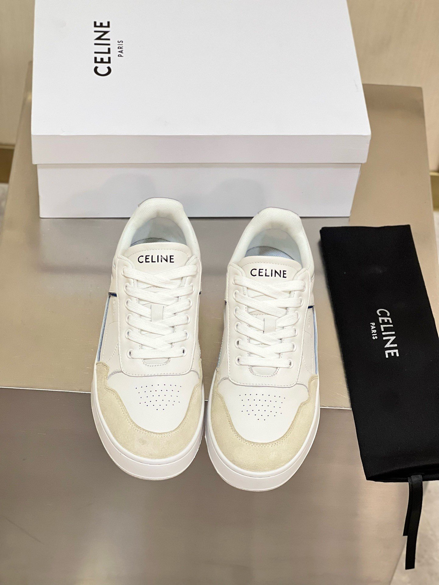 Celine Women's CT-10 Low-top Sneakers in White Leather