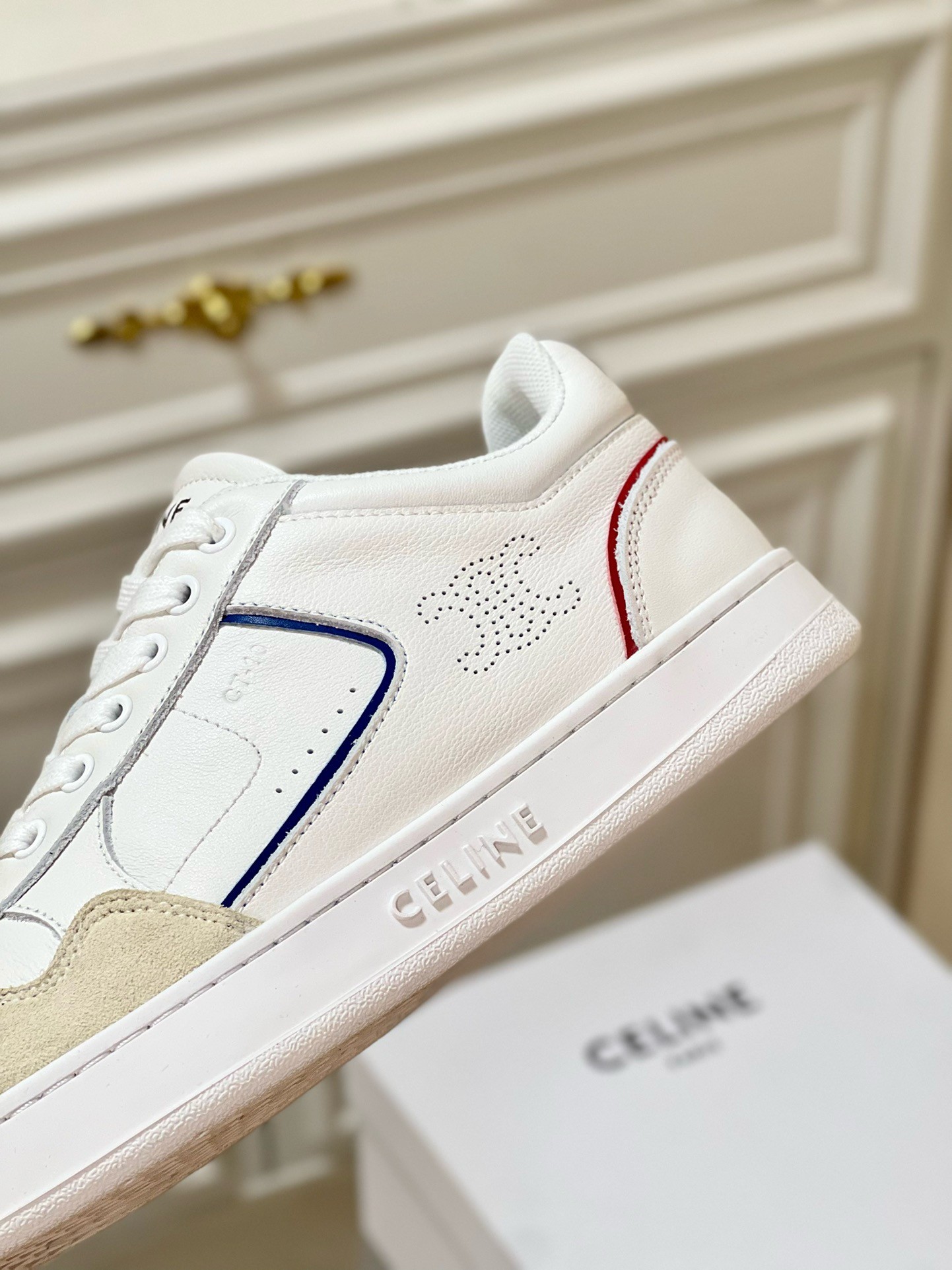 Celine Women's CT-10 Low-top Sneakers in White Leather