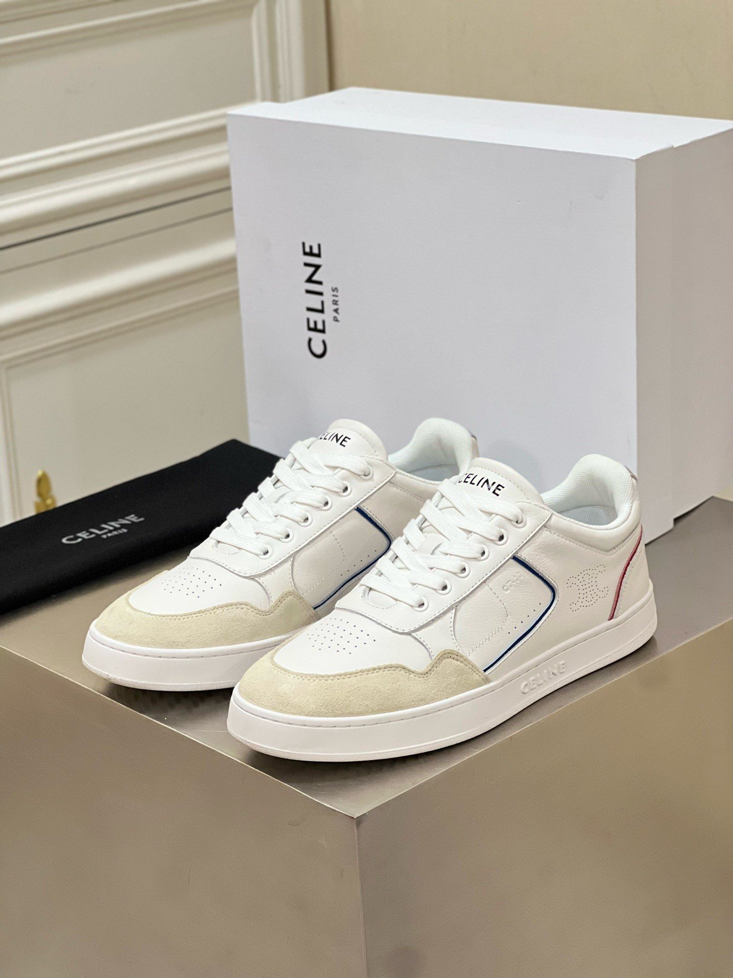 Celine Women's CT-10 Low-top Sneakers in White Leather