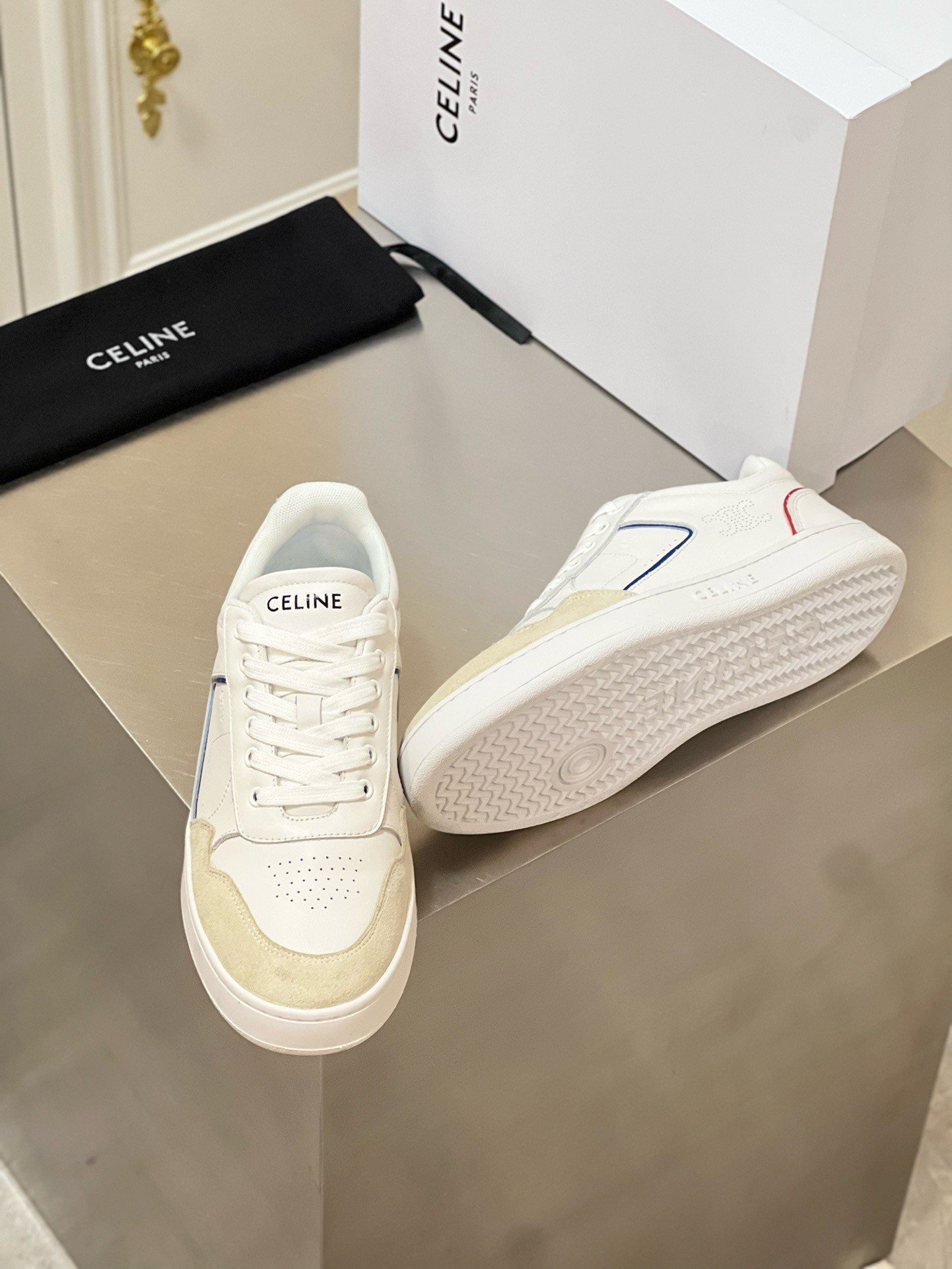 Celine Women's CT-10 Low-top Sneakers in White Leather