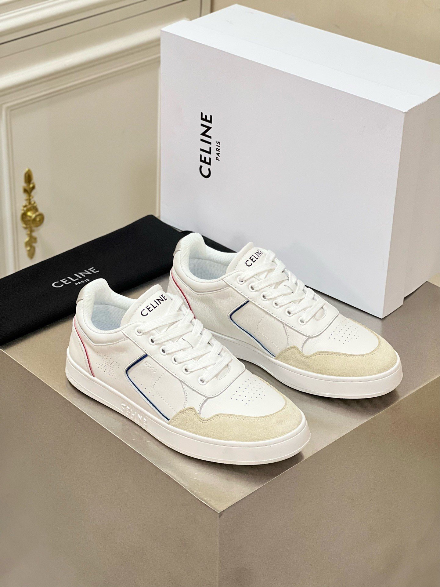 Celine Women's CT-10 Low-top Sneakers in White Leather