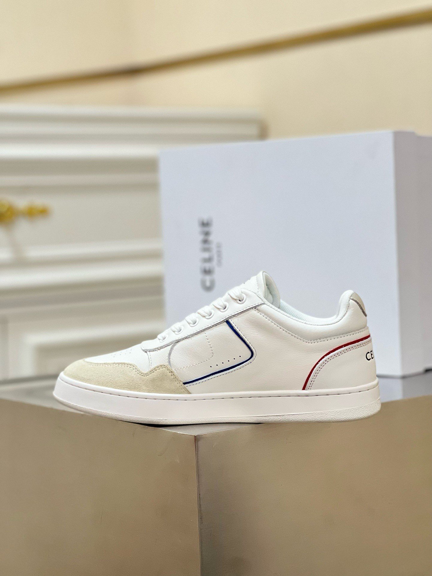 Celine Women's CT-10 Low-top Sneakers in White Leather