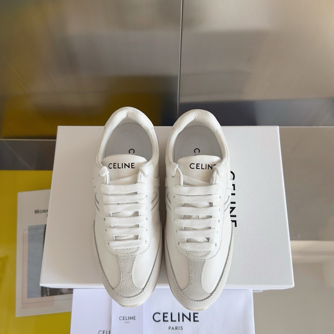 Celine Women's Jogger Low-top Sneakers in White Leather