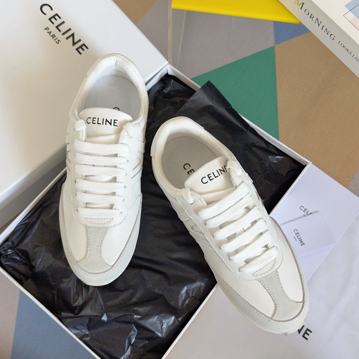 Celine Women's Jogger Low-top Sneakers in White Leather