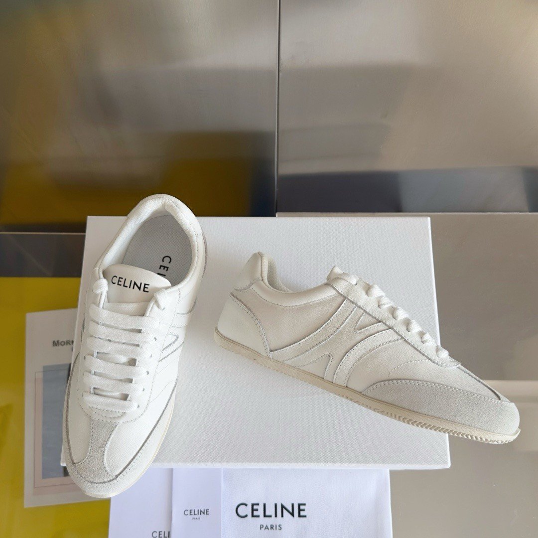 Celine Women's Jogger Low-top Sneakers in White Leather