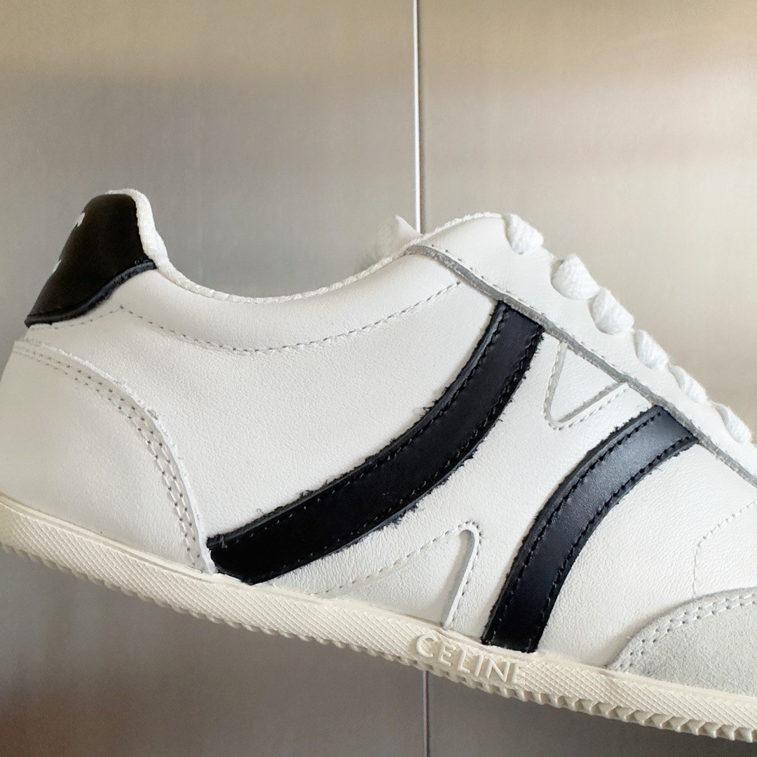 Celine Women's Jogger Low-top Sneakers in White and Black Leather