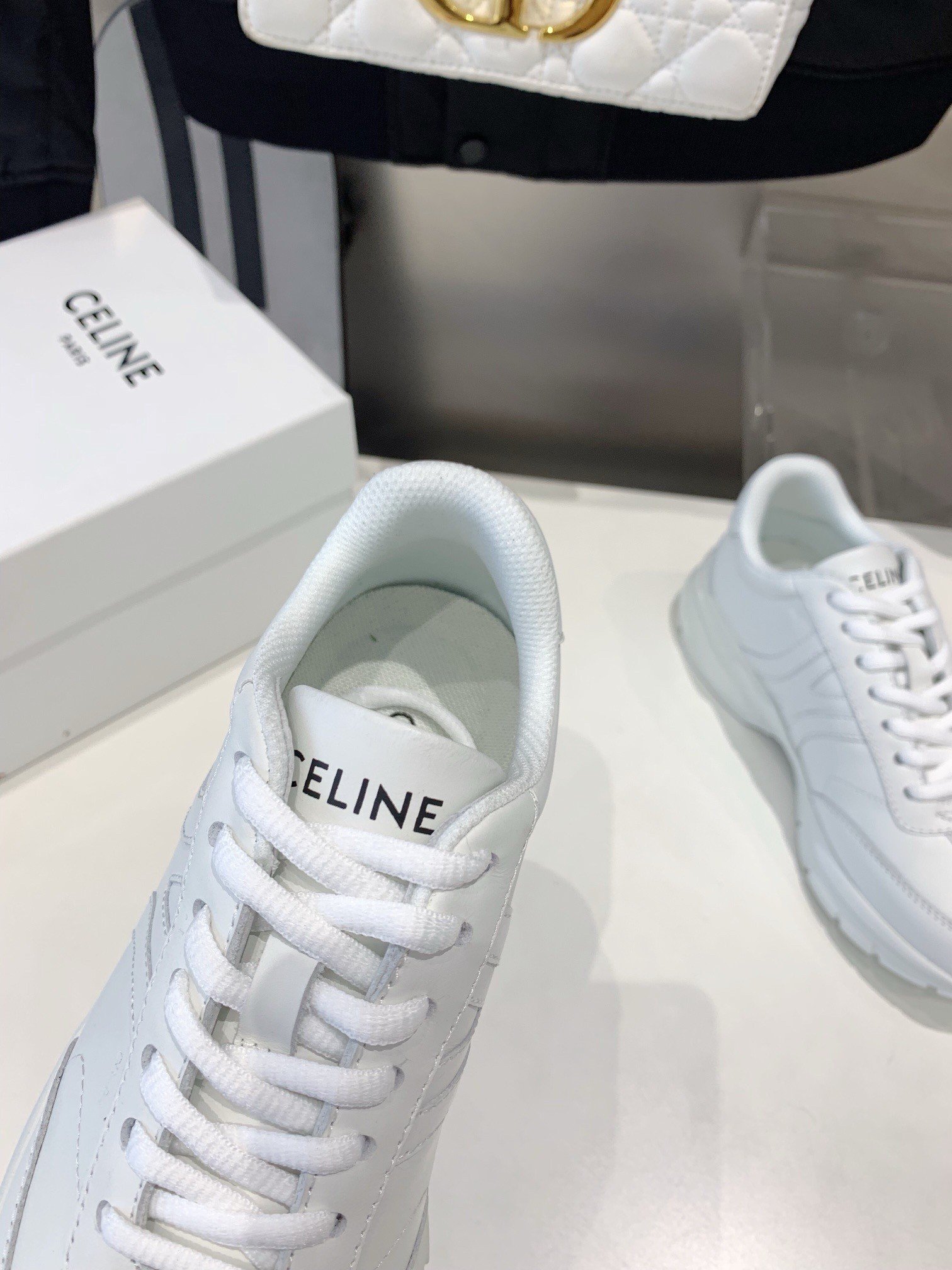 Celine Women's Runner CR-01 Low-top Sneakers in White Leather