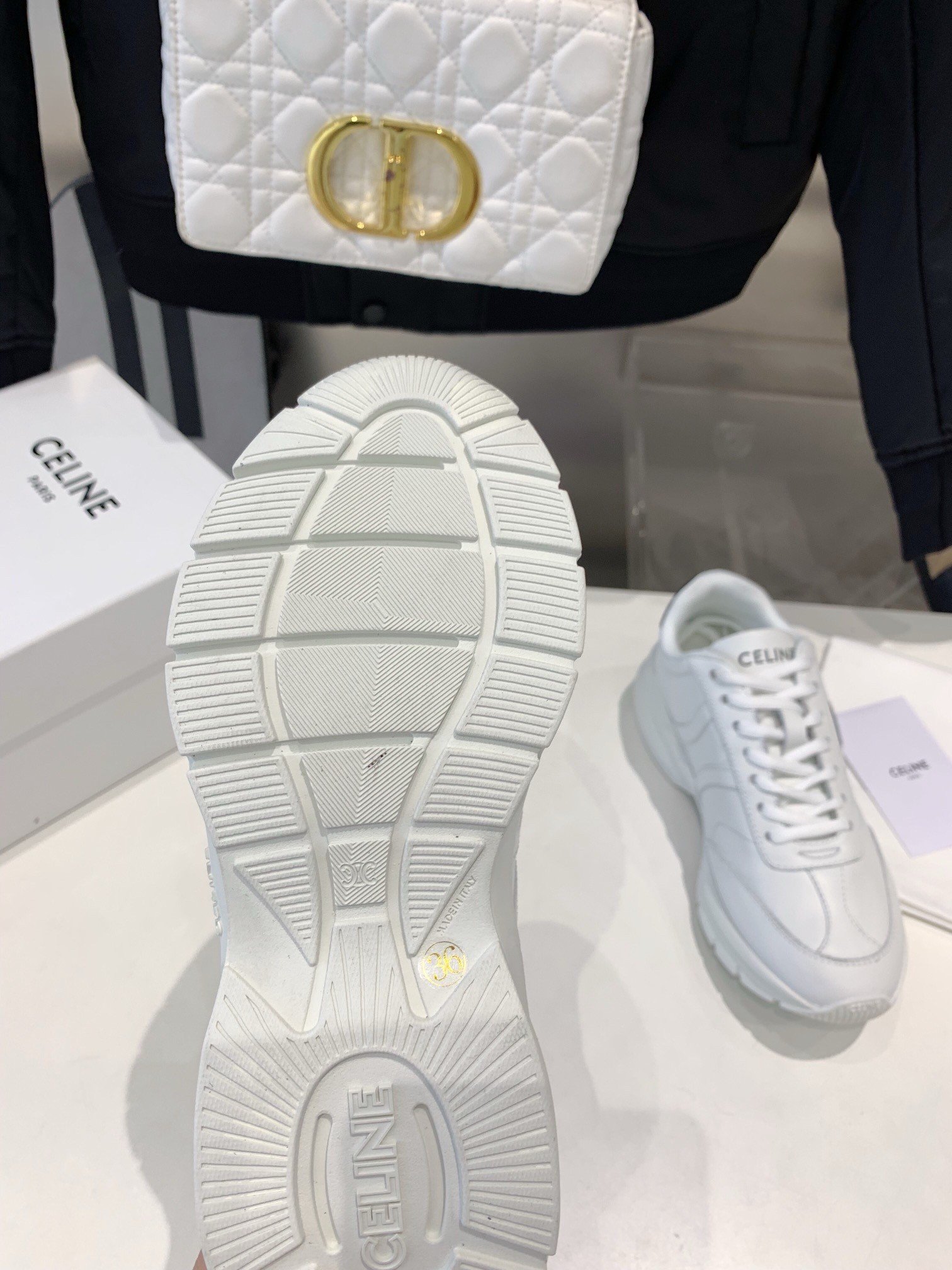 Celine Women's Runner CR-01 Low-top Sneakers in White Leather