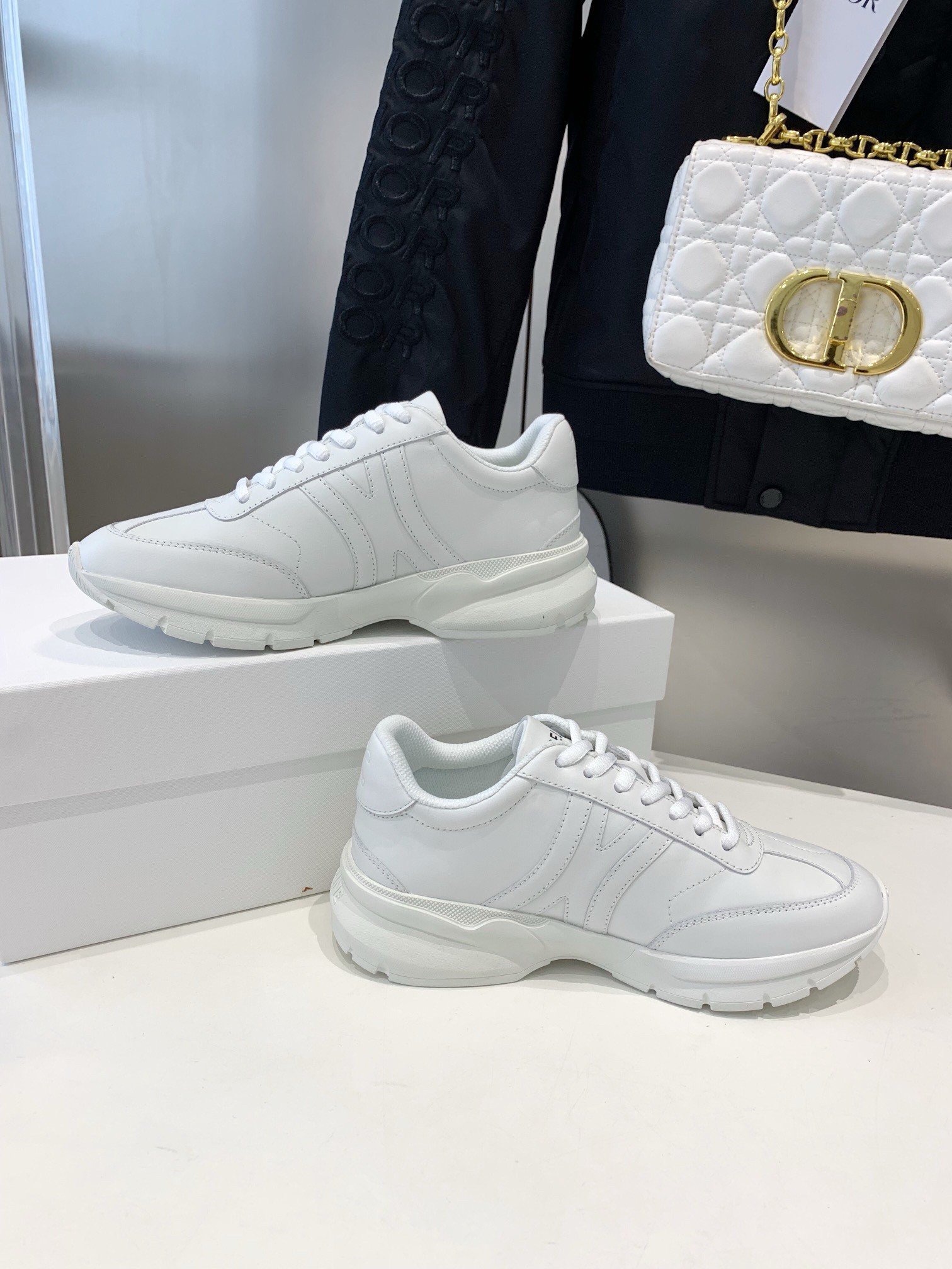 Celine Women's Runner CR-01 Low-top Sneakers in White Leather