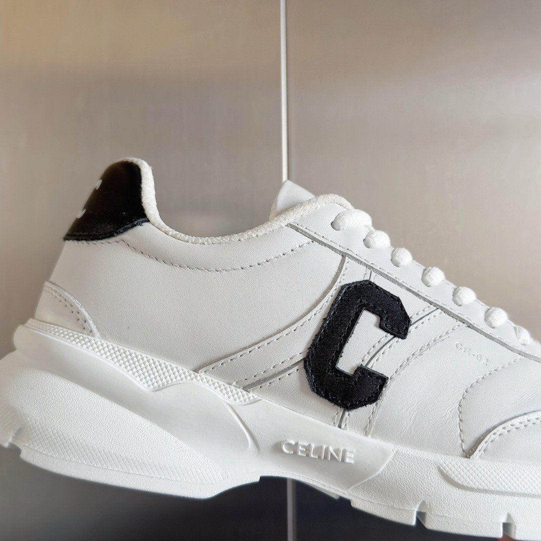 Celine Women's Runner CR-02 Low-top Sneakers in White Leather