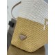 Prada Crochet Large Tote Bag in Beige/White Raffia-effect Yarn