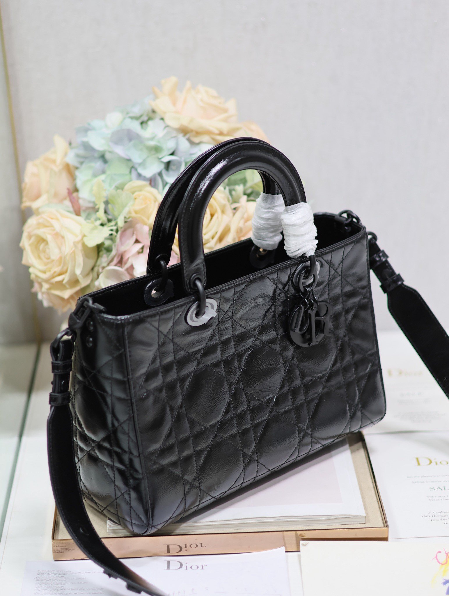 Dior Medium Lady D-Sire My ABCDior Bag in Black Crinkled Calfskin