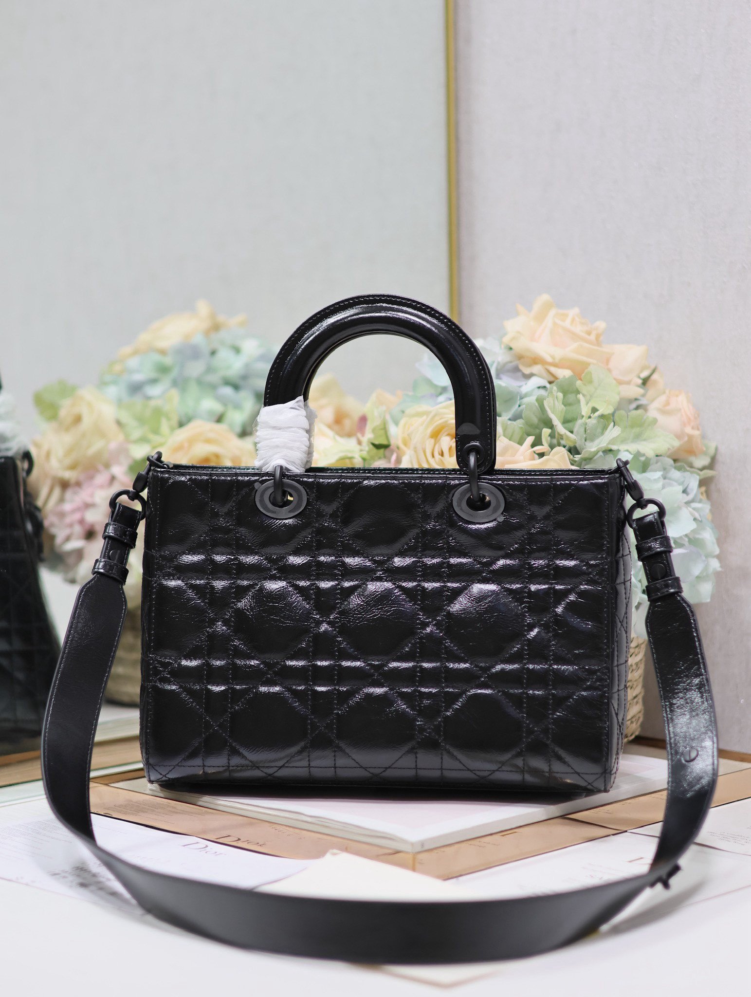 Dior Medium Lady D-Sire My ABCDior Bag in Black Crinkled Calfskin