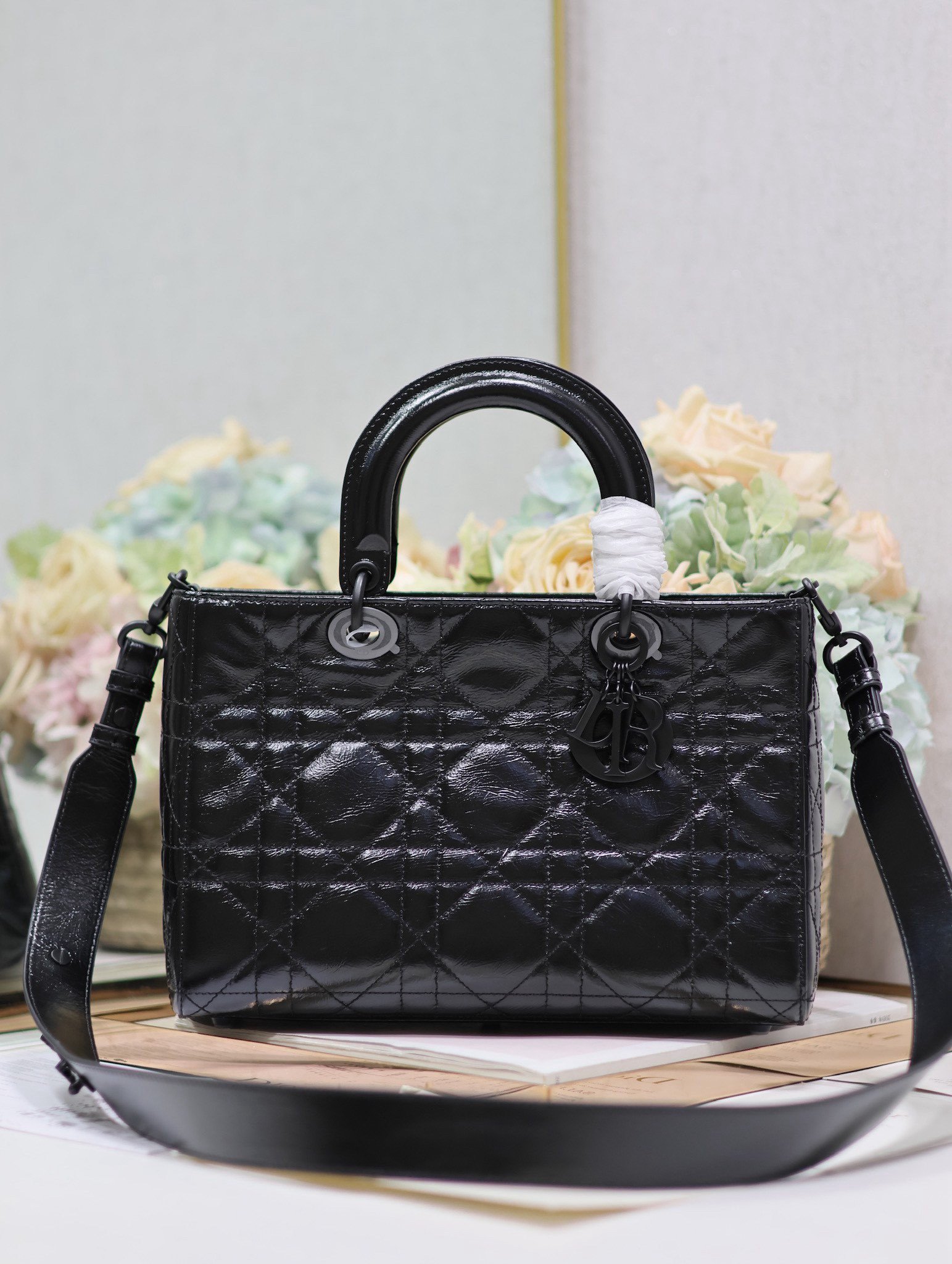 Dior Medium Lady D-Sire My ABCDior Bag in Black Crinkled Calfskin