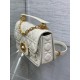 Dior Small Jolie Top Handle Bag in White Cannage Calfskin