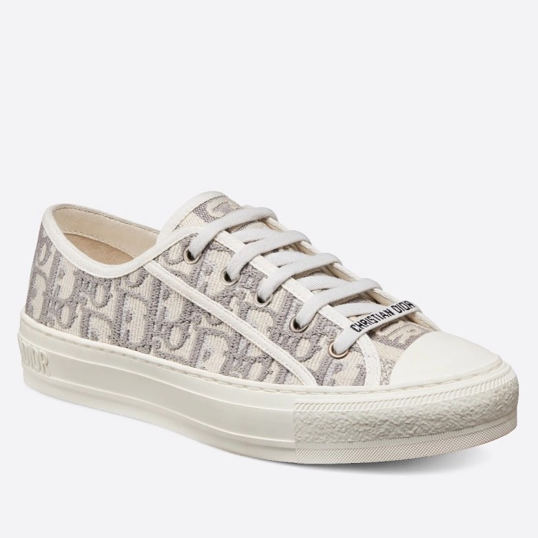 Dior Walk'n'Dior Sneakers In Grey Oblique Embroidered Cotton