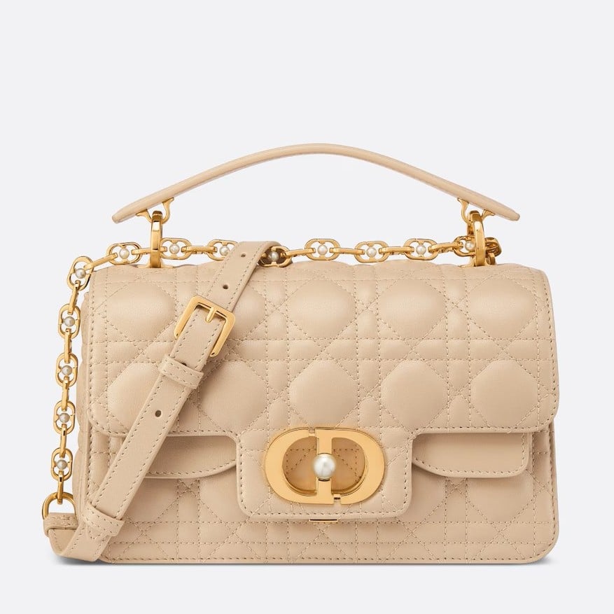 Dior Small Jolie Top Handle Bag in Beige Cannage Calfskin