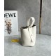 Loewe Mini Pebble Bucket Bag in White Grained Leather