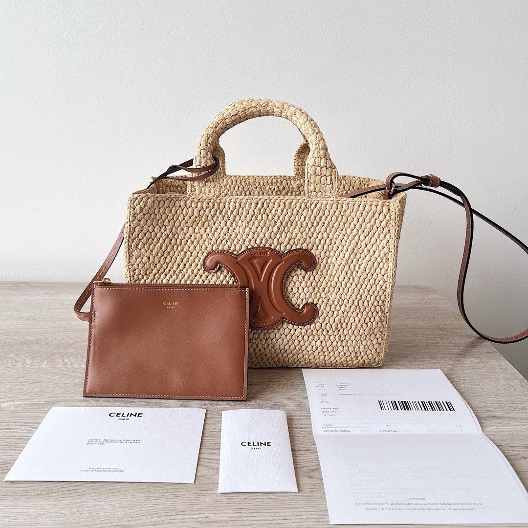 Celine Small Cabas Bag in Raffia