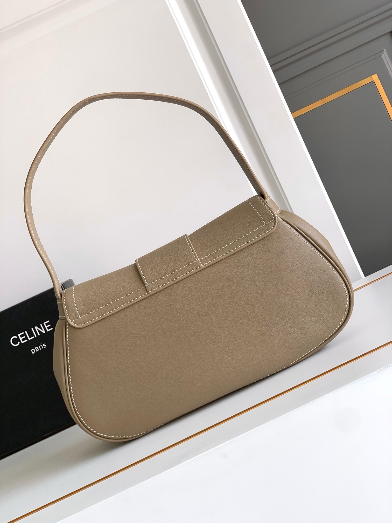 Celine Medium Polly Bag in Brown Sepia Calfskin