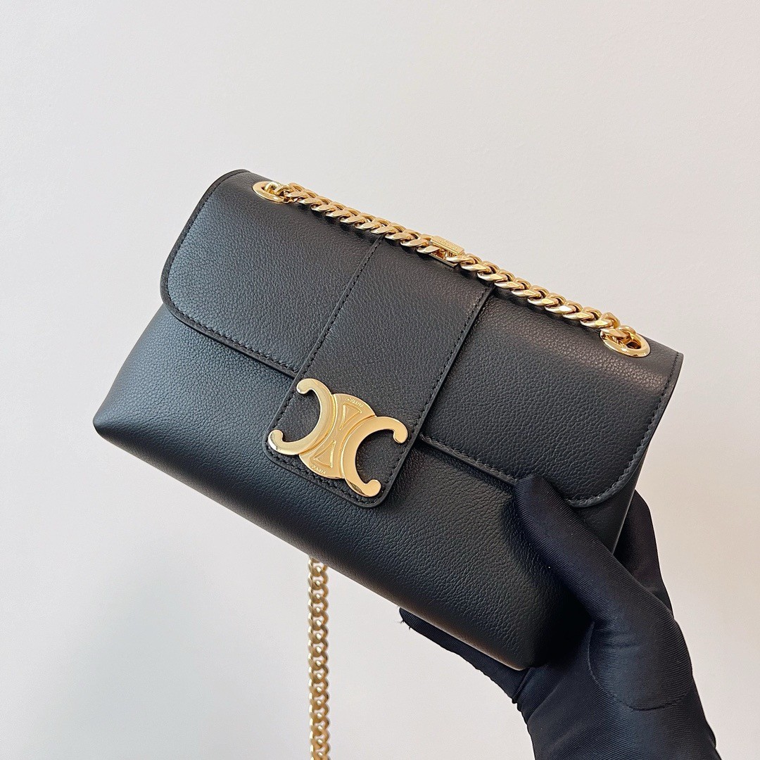 Celine Teen Victoire Bag in Black Calfskin