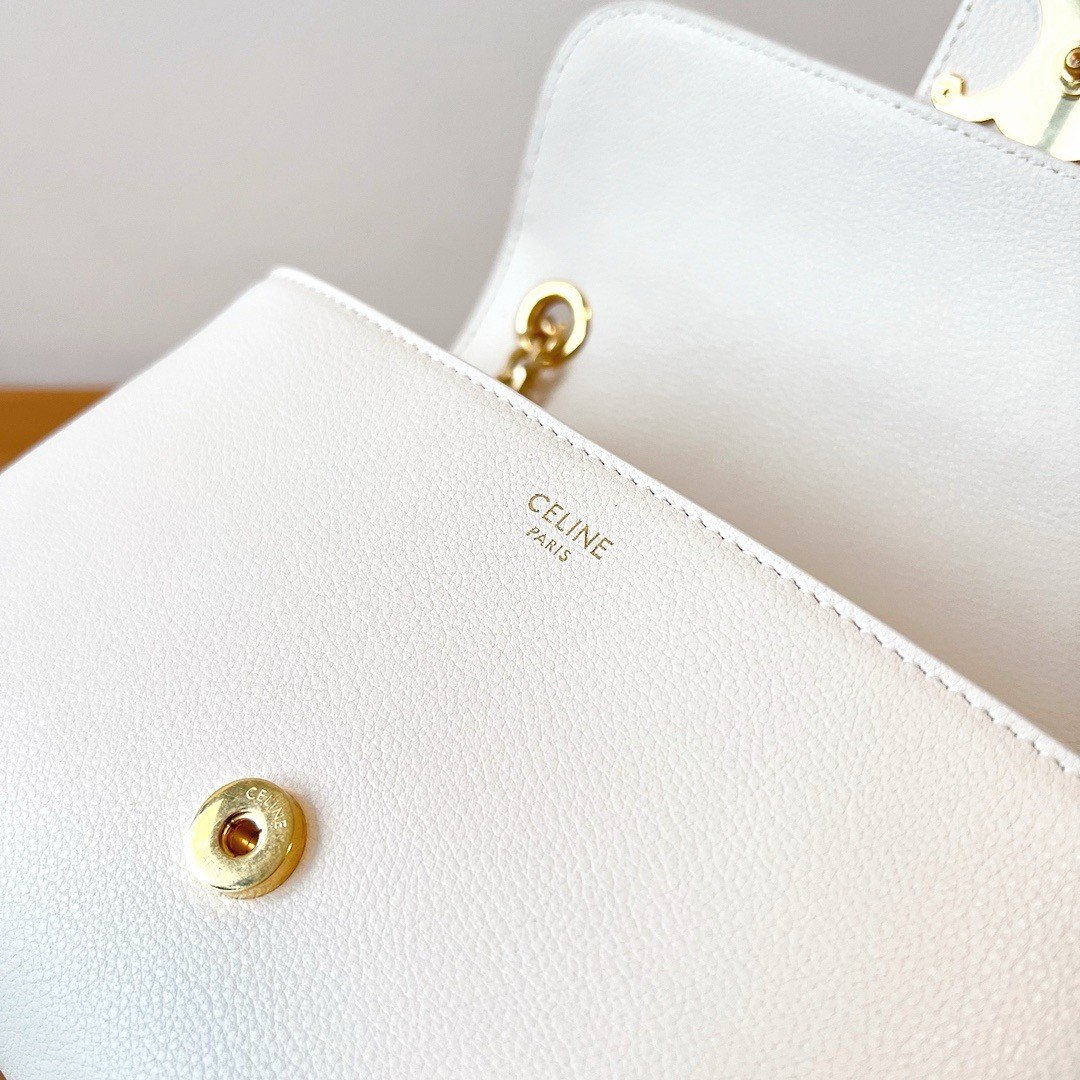 Celine Teen Victoire Bag in White Calfskin