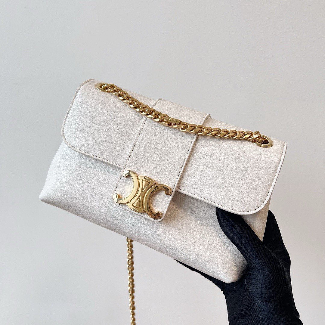 Celine Teen Victoire Bag in White Calfskin