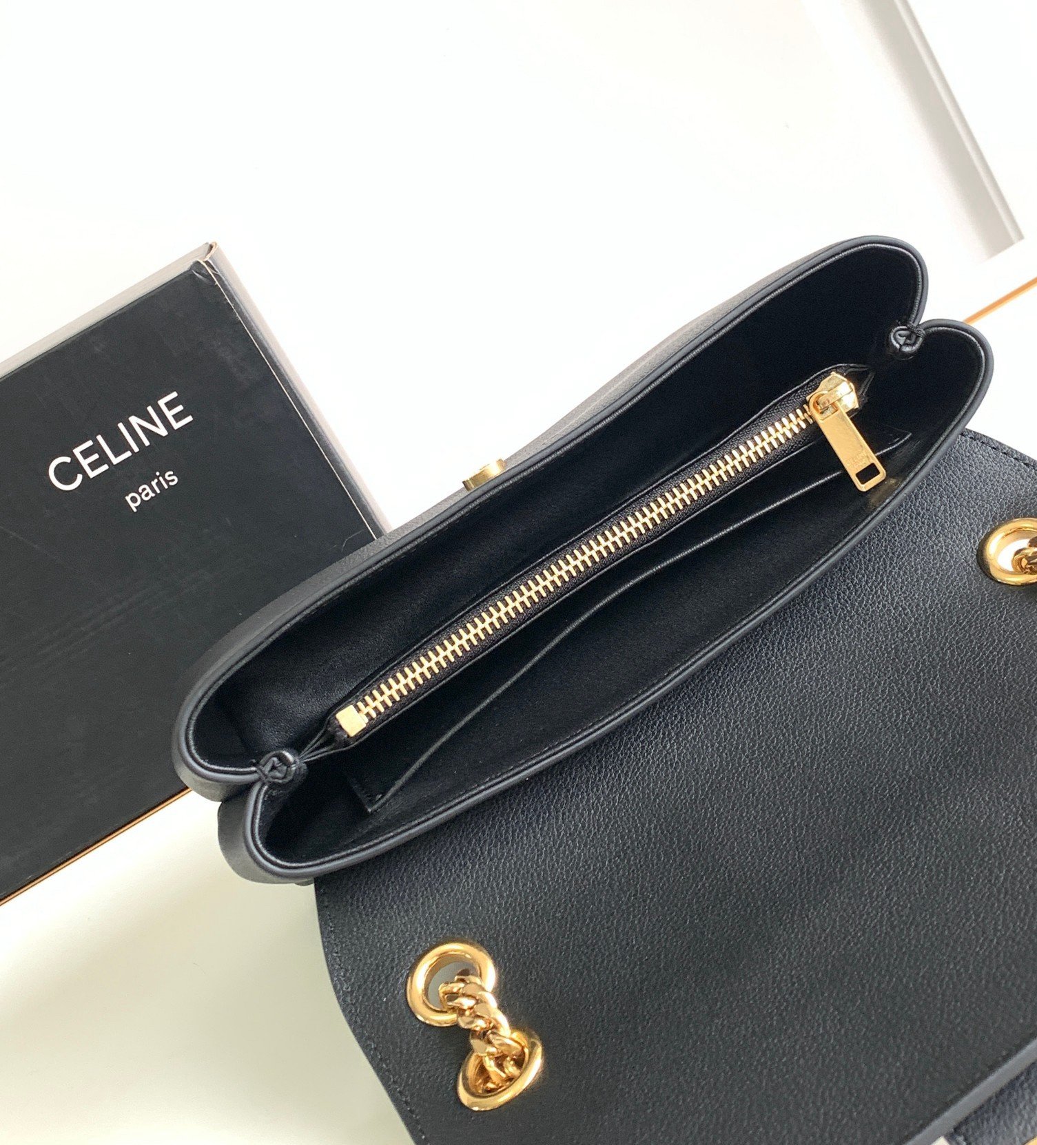 Celine Medium Victoire Bag in Black Calfskin