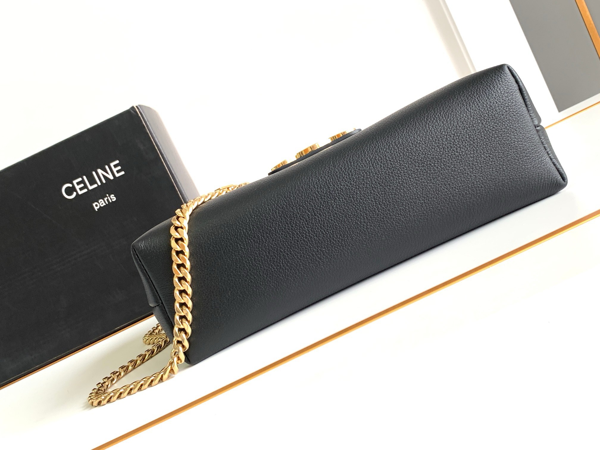 Celine Medium Victoire Bag in Black Calfskin