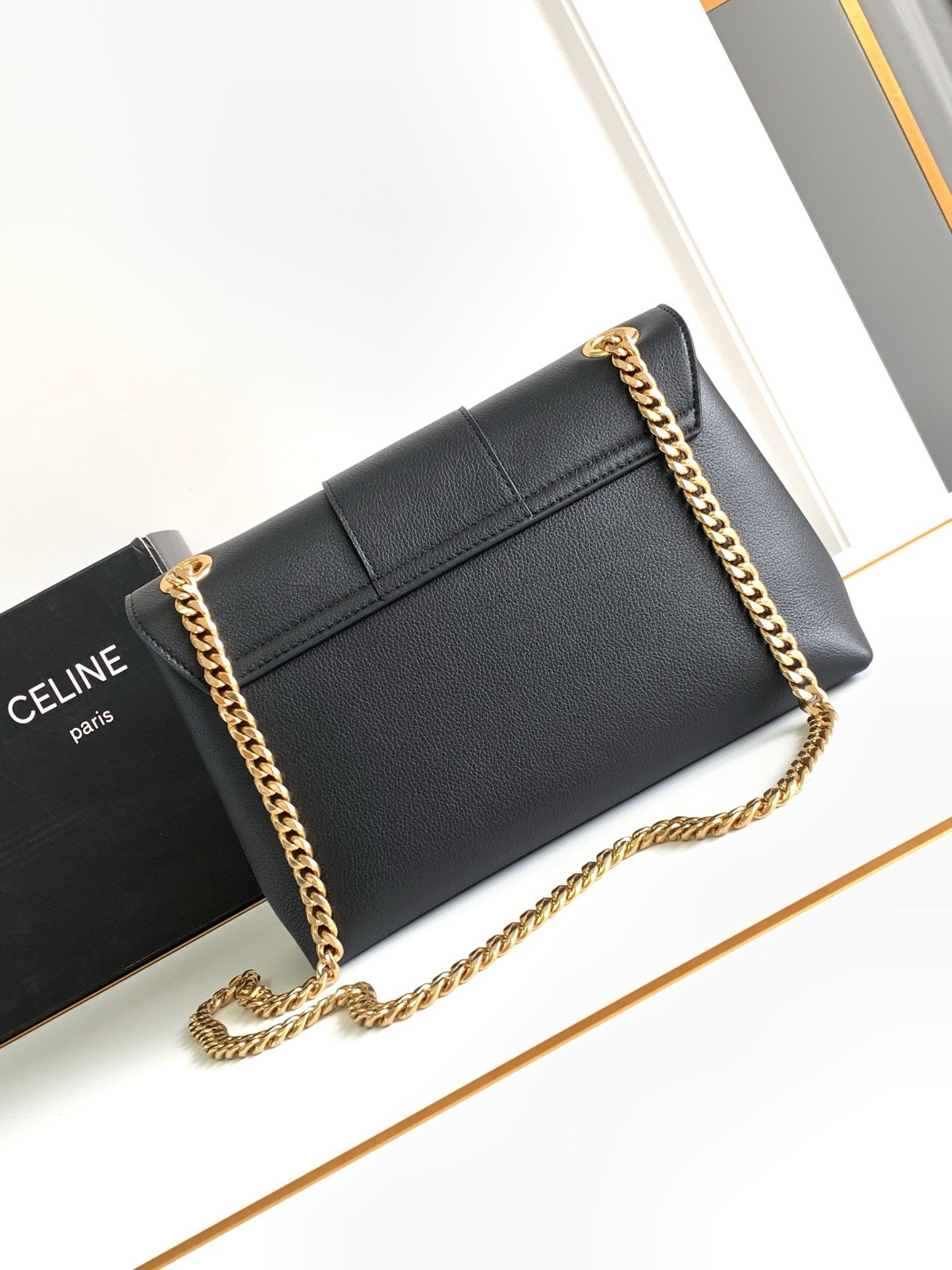 Celine Medium Victoire Bag in Black Calfskin